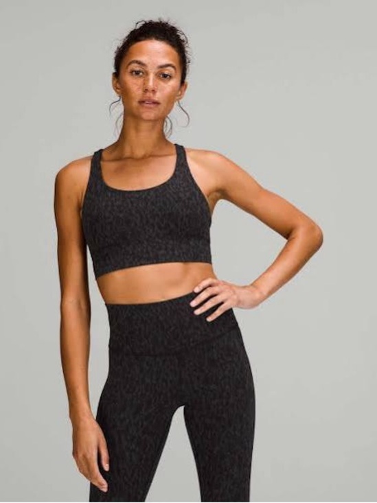 lululemon athletica Other - Lululemon Energy Longline Bra Women 10 Leopard Camo Deep Coal Multi Strappy